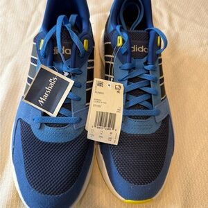 Adidas Blue Sneakers with Yellow Highlights